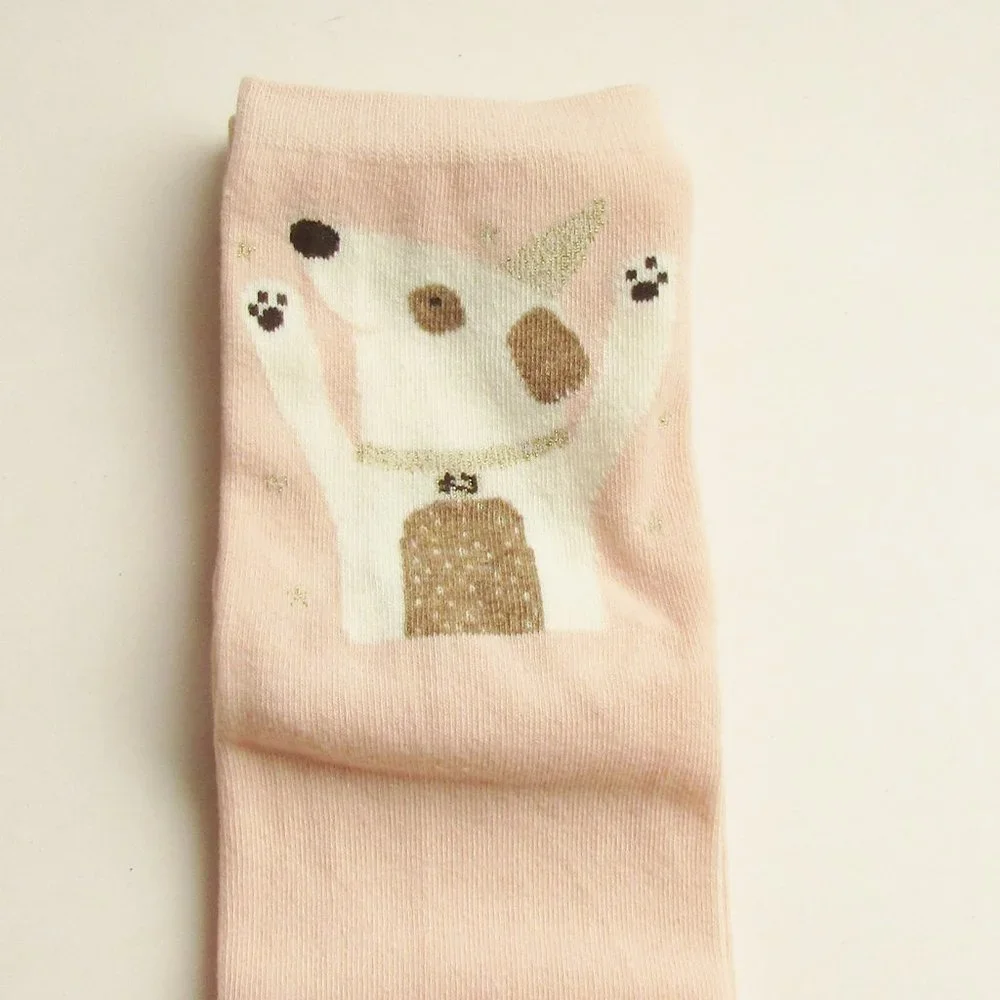 Caramella Boxed Set of 4 Girls Youth Socks Animal Patterns Pink New in Box
